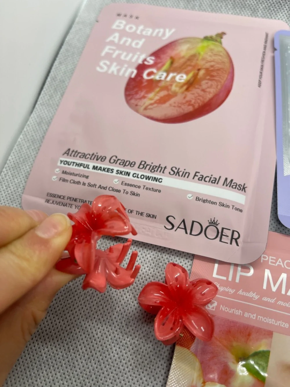 Peach Repair Lip Mask & Collagen Eye Mask Set - Pink & Purple